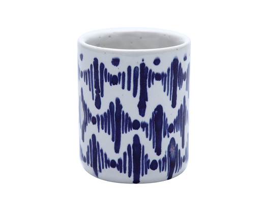 Copo Artesanal Ikat - Branco e Azul Cobalto