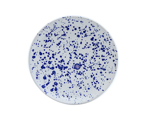 Prato para Sobremesa Artesanal Constelação - Branco e Azul Cobalto