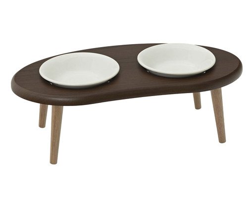 Comedouro Elevado Duplo para Gatos - Imbuia Comedouro Elevado Duplo para Gatos - Imbuia