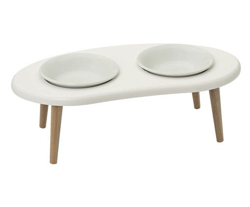 Comedouro Elevado Duplo para Gatos - Branco