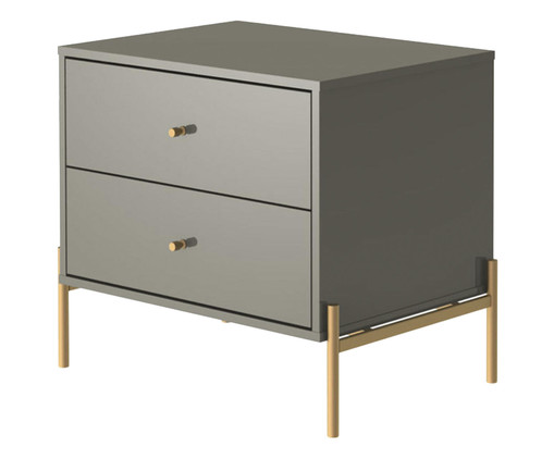 Mesa de Cabeceira Jasper - Grigio Gloss e Dourado