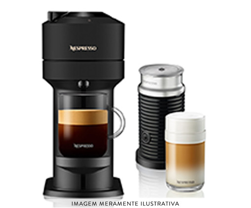 Jogo de Cafeteira e Aeroccino Nespresso Vertuo Next - Preto Fosco