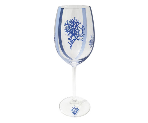 Taça em Cristal para Vinho Tinto - Coral e Azul