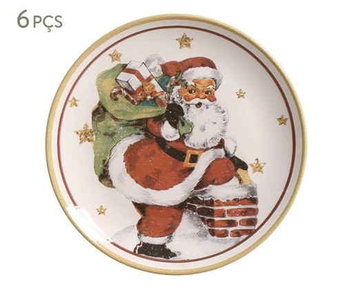 Jogo de Pratos para Sobremesa em Cerâmica Santa Claus