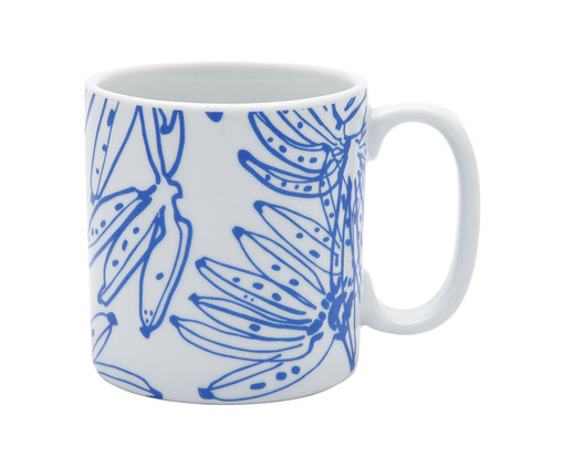 Caneca em Porcelana Bananas - Azul e Branca