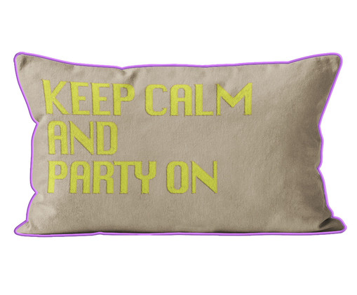 Almofada Bordada Design Pop Keep Calm And Party On Colorido