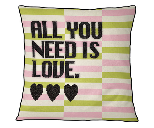 Almofada com Boucle Design Pop All You Need Is Love Colorido