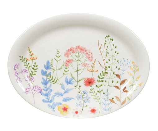 Adorno em Cerâmica Prato com Flores - Colorido