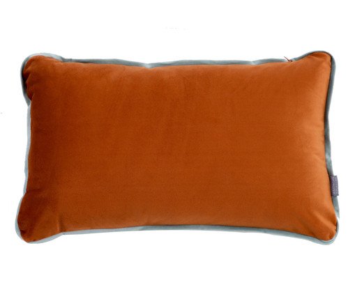 Almofada com Vivo Velvet Terracota e Azul Claro