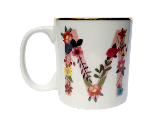 Caneca em Porcelana Letra Floral M