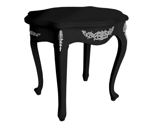 Mesa Lateral Sarikaya - Preta com Aplique Prateado