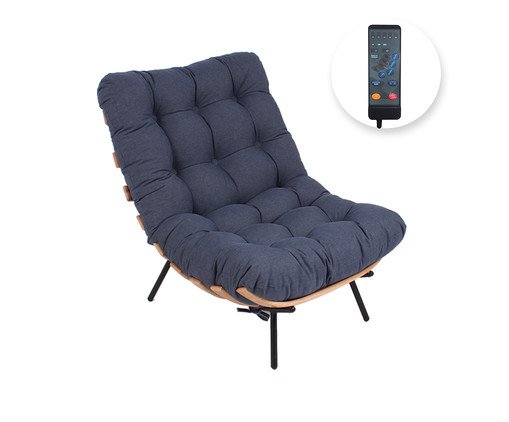 Poltrona Costela com Massageador - Azul Navy e Preto