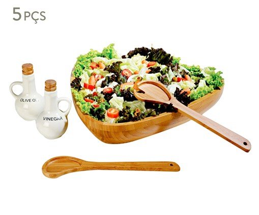 Jogo para Salada em Porcelana E Bambu Roma