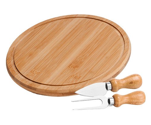 Jogo para Queijo em Bambu e Inox
