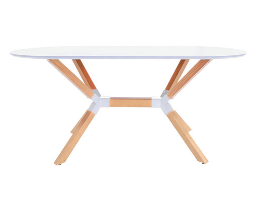 Mesa de Jantar Oval Lines Laca Offwhite