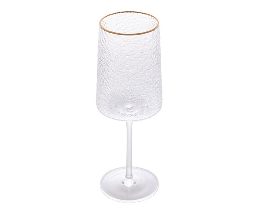 Taça para Vinho em Cristal Cyzarine com Fio em Ouro