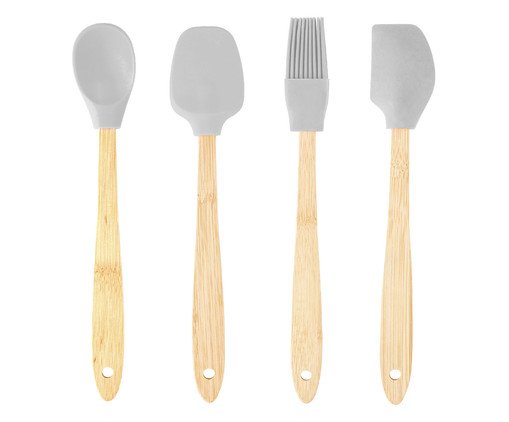 Jogo de Utensílios de Cozinha com Cabo em Bambu Lyor Cinza