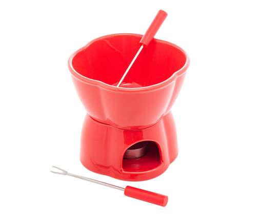 Aparelho de Fondue de Porcelana Alpes Vermelho