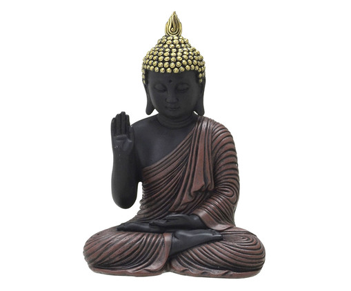 Buda Decorativo Nespoli Marrom Preto e Dourado