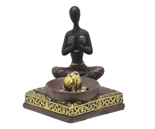 Buda Decorativo Ori Marrom e Dourado