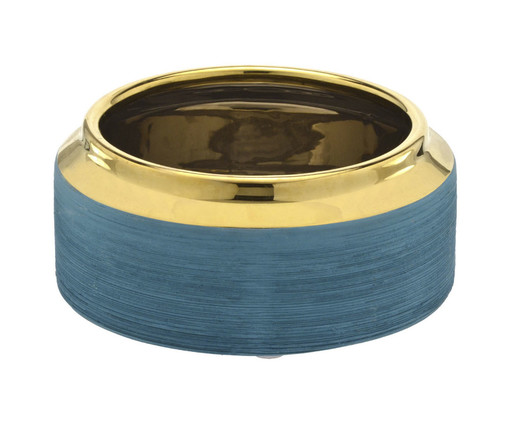 Cachepot Gronau Azul e Dourado