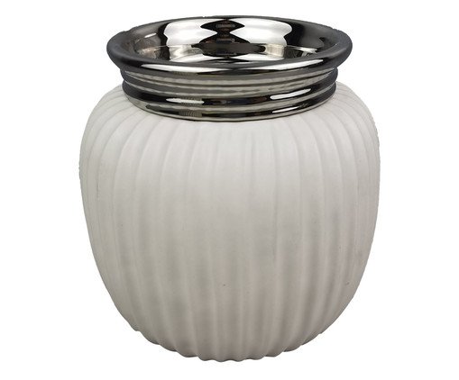 Vaso Izepon Branco e Prata