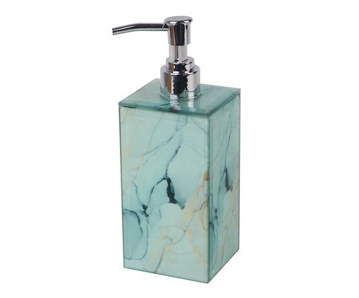 Porta-Sabonete Líquido Marmorizado Branco e Azul
