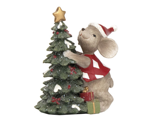 Enfeite Árvore de Natal Rato com Presente