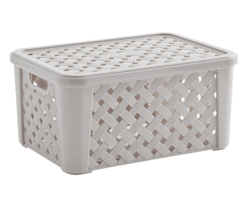 Cesta Organizadora com Tampa Rattan Creme