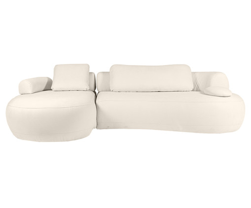 Sofá Chaise Direita Laguna by Elle - Aveludado Off White II