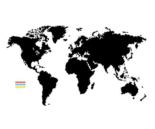 Adesivo de Parede Lousa Mapa Mundi Preto