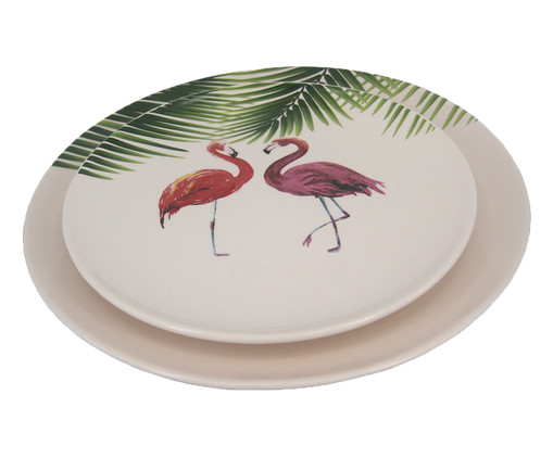 Jogo de Pratos Decorativo Flamingo