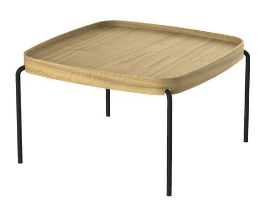 Mesa de Centro Curve Quadrada Freijo e Preto