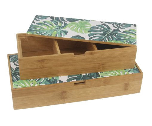 Jogo de Caixas Decorativas em Bambu Waranqa Marrom