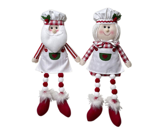 Bonecos Santa Chef Noel com Pernas Articulaveis Branco