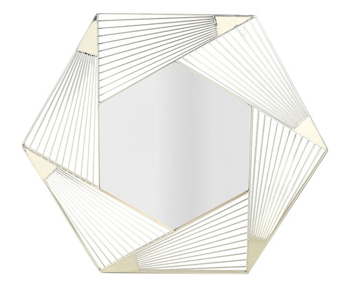 Espelho Geometrico com Moldura de Metal Dourado