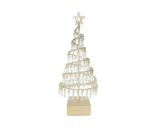 Mini Árvore de Natal com Cristais Pendurados Dourados Dourado