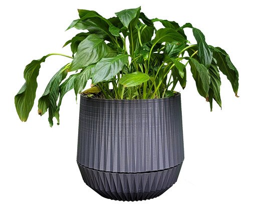 Vaso com Prato Embutido Cesto Cinza
