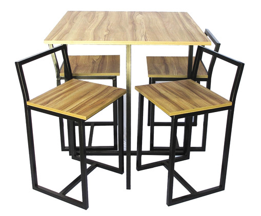 Jogo de Mesa Quadrada com 4 Banquetas Preto, black | WestwingNow