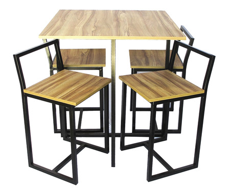 Jogo de Mesa Quadrada com 4 Banquetas Preto