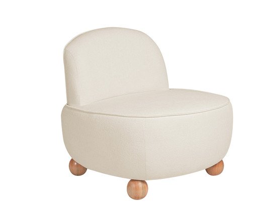 Poltrona Ball Feet em Boucle Aveludado Branco, Branco | WestwingNow