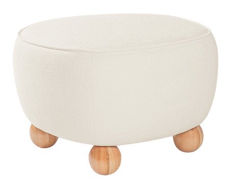 Puff Ball Feet em Boucle Aveludado Branco