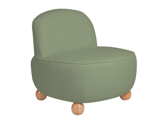 Poltrona Ball Feet em Boucle Aveludado Verde, Verde | WestwingNow