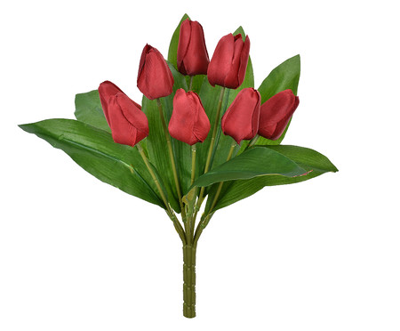 Planta Permanente em Cetim Haste Tulipa - Vermelha