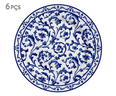 Jogo de Pratos para Sobremesa em Cerâmica Nina - Azul