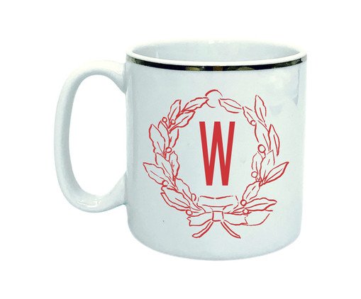 Caneca Guirlanda Letra W em Porcelana Branca, Branco | WestwingNow