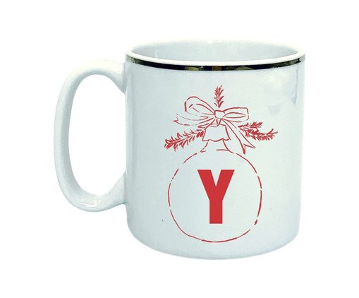 Caneca Bola Letra Y em Porcelana Branca, Branco | WestwingNow
