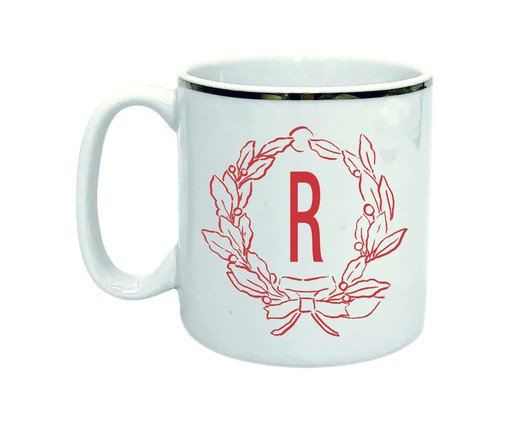 Caneca Guirlanda Letra R em Porcelana Branca, Branco | WestwingNow