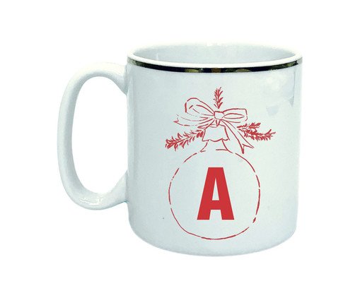 Caneca Bola Letra A em Porcelana Branca, Branco | WestwingNow