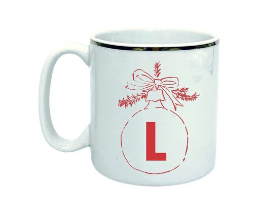 Caneca Bola Letra L em Porcelana Branca, Branco | WestwingNow